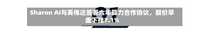 Sharon AI与英伟达签署六年算力合作协议，股价早盘下挫7.1%-第2张图片