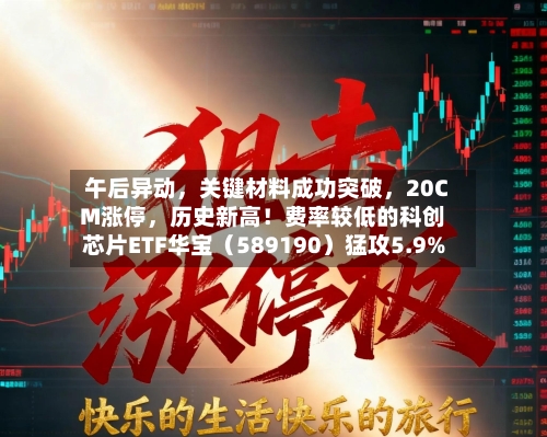 午后异动，关键材料成功突破	，20CM涨停，历史新高！费率较低的科创芯片ETF华宝（589190）猛攻5.9%-第3张图片