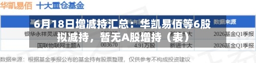 6月18日增减持汇总：华凯易佰等6股拟减持，暂无A股增持（表）-第2张图片