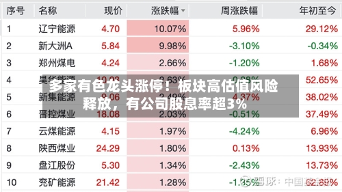 多家有色龙头涨停！板块高估值风险释放，有公司股息率超3%-第2张图片