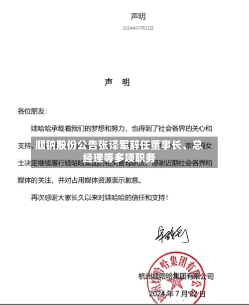 顺钠股份公告张译军辞任董事长、总经理等多项职务-第2张图片