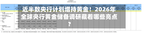 近半数央行计划增持黄金!2026年全球央行黄金储备调研藏着哪些亮点?-第2张图片