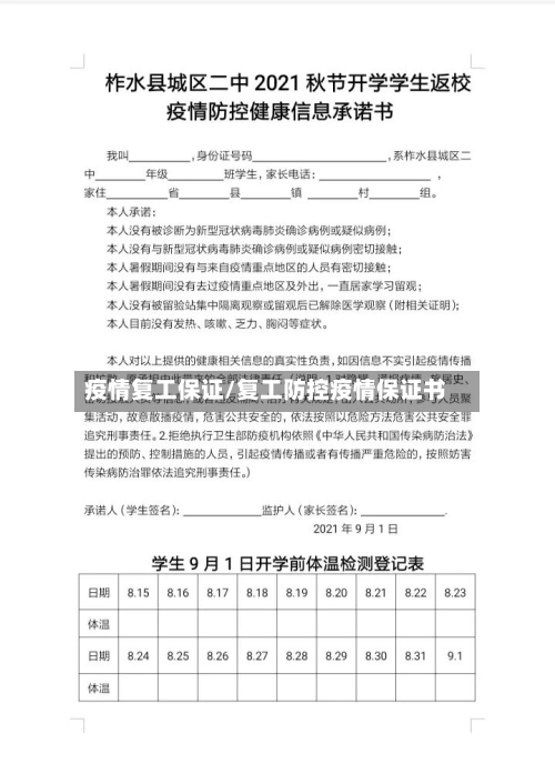 疫情复工保证/复工防控疫情保证书