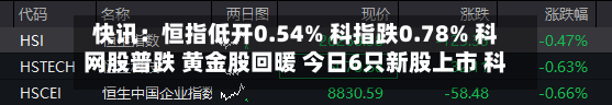 快讯：恒指低开0.54% 科指跌0.78% 科网股普跌 黄金股回暖 今日6只新股上市 科拓股份首日高开逾178%-第2张图片