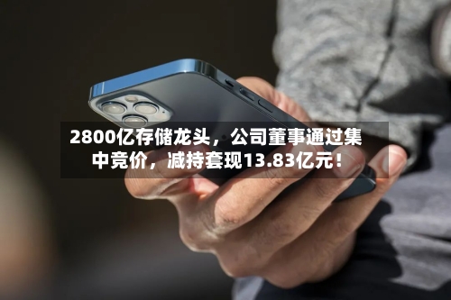 2800亿存储龙头，公司董事通过集中竞价，减持套现13.83亿元！