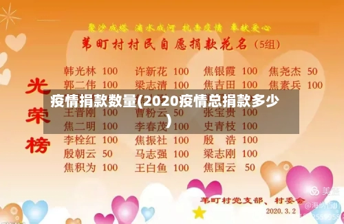 疫情捐款数量(2020疫情总捐款多少)