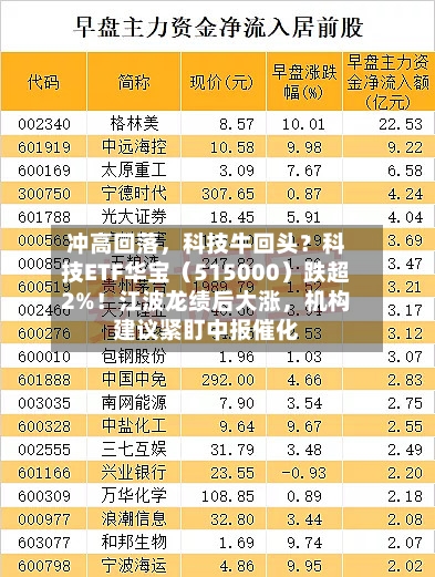 冲高回落，科技牛回头？科技ETF华宝（515000）跌超2%！江波龙绩后大涨	，机构建议紧盯中报催化-第2张图片
