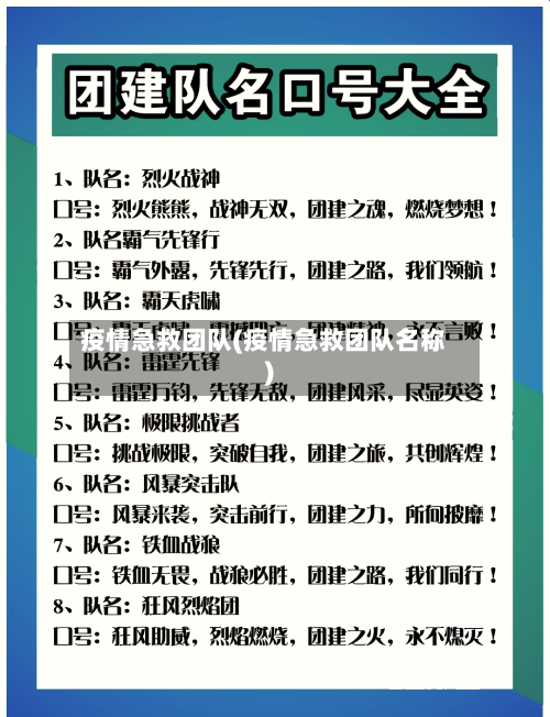 疫情急救团队(疫情急救团队名称)