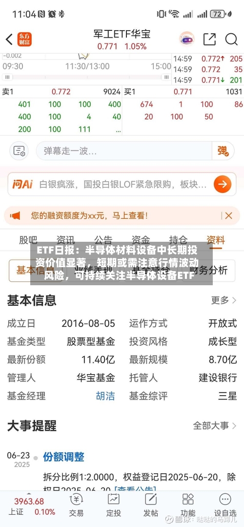 ETF日报：半导体材料设备中长期投资价值显著，短期或需注意行情波动风险，可持续关注半导体设备ETF-第2张图片