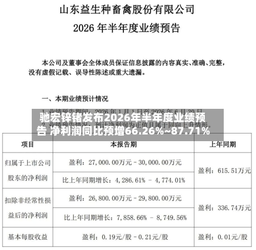 驰宏锌锗发布2026年半年度业绩预告 净利润同比预增66.26%~87.71%-第2张图片