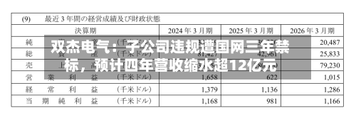 双杰电气：子公司违规遭国网三年禁标，预计四年营收缩水超12亿元-第2张图片
