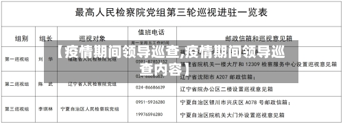【疫情期间领导巡查,疫情期间领导巡查内容】